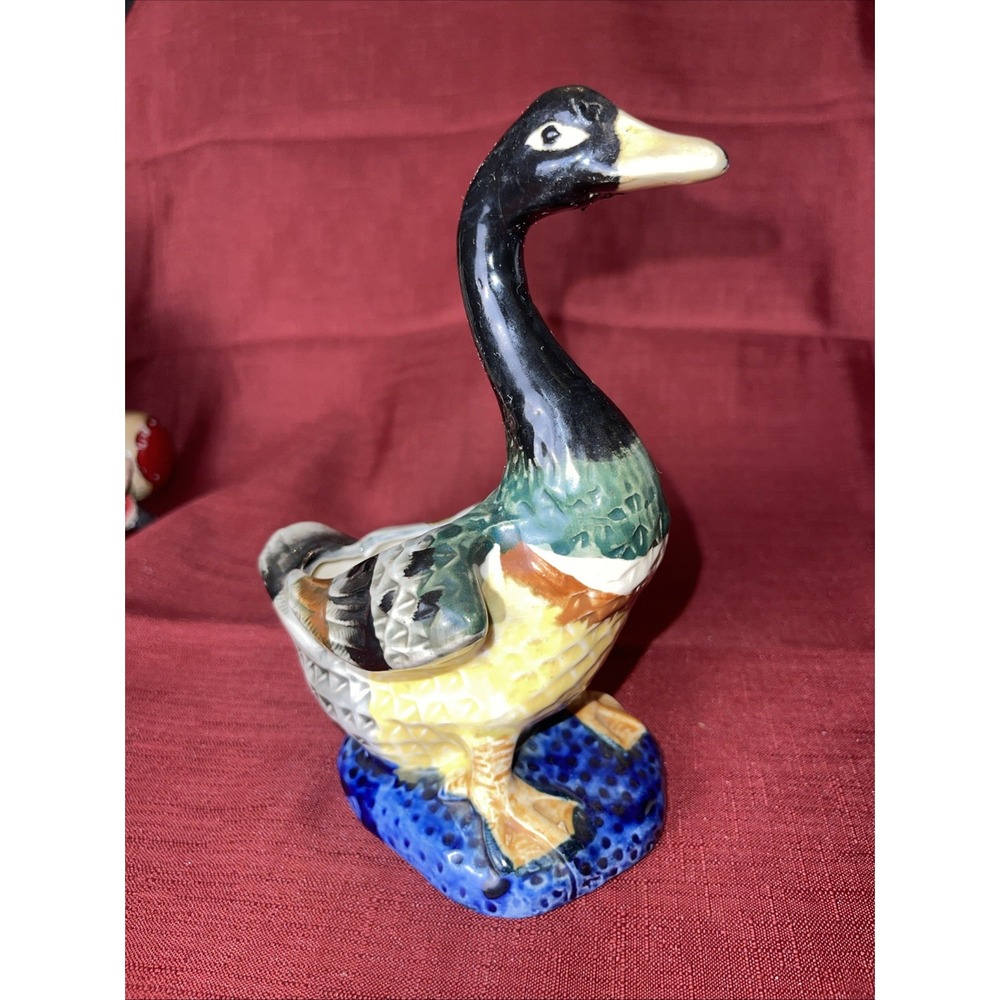 Vintage Ceramic Mallard Duck Planter Standing Mid-Century Cabin Hunting GUC‎ 🦆